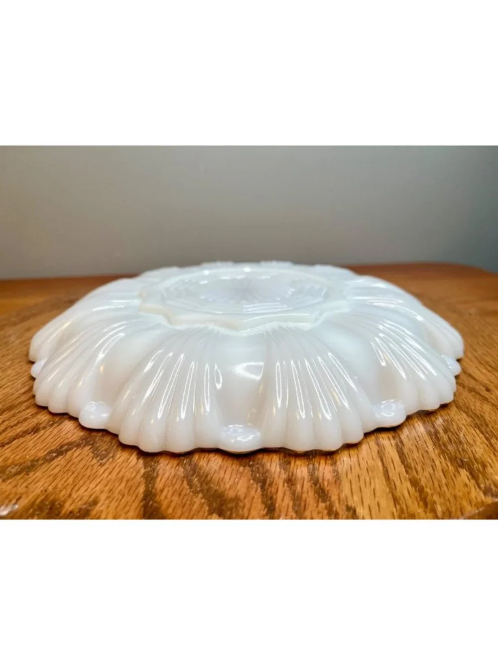Vintage Anchor Hocking Milk Glass Deviled Egg Plate, Gold Trim